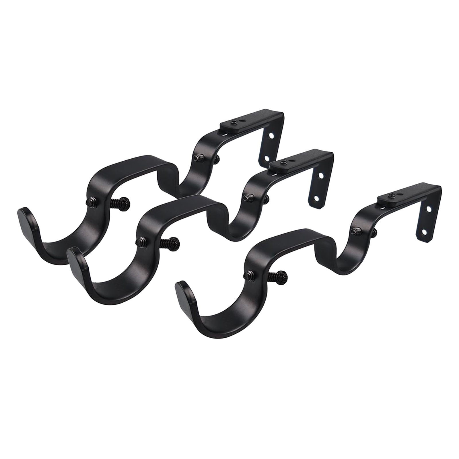 3Pcs Double Curtain Rod Holders Home Window Frame Curtain Rod Bracket