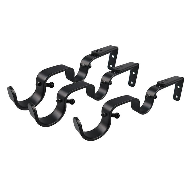 Abbracc Supports de Tringle à Rideau en Fonte Forgée Réglables avec Vis d'Installation (Ensemble de 3) Noir