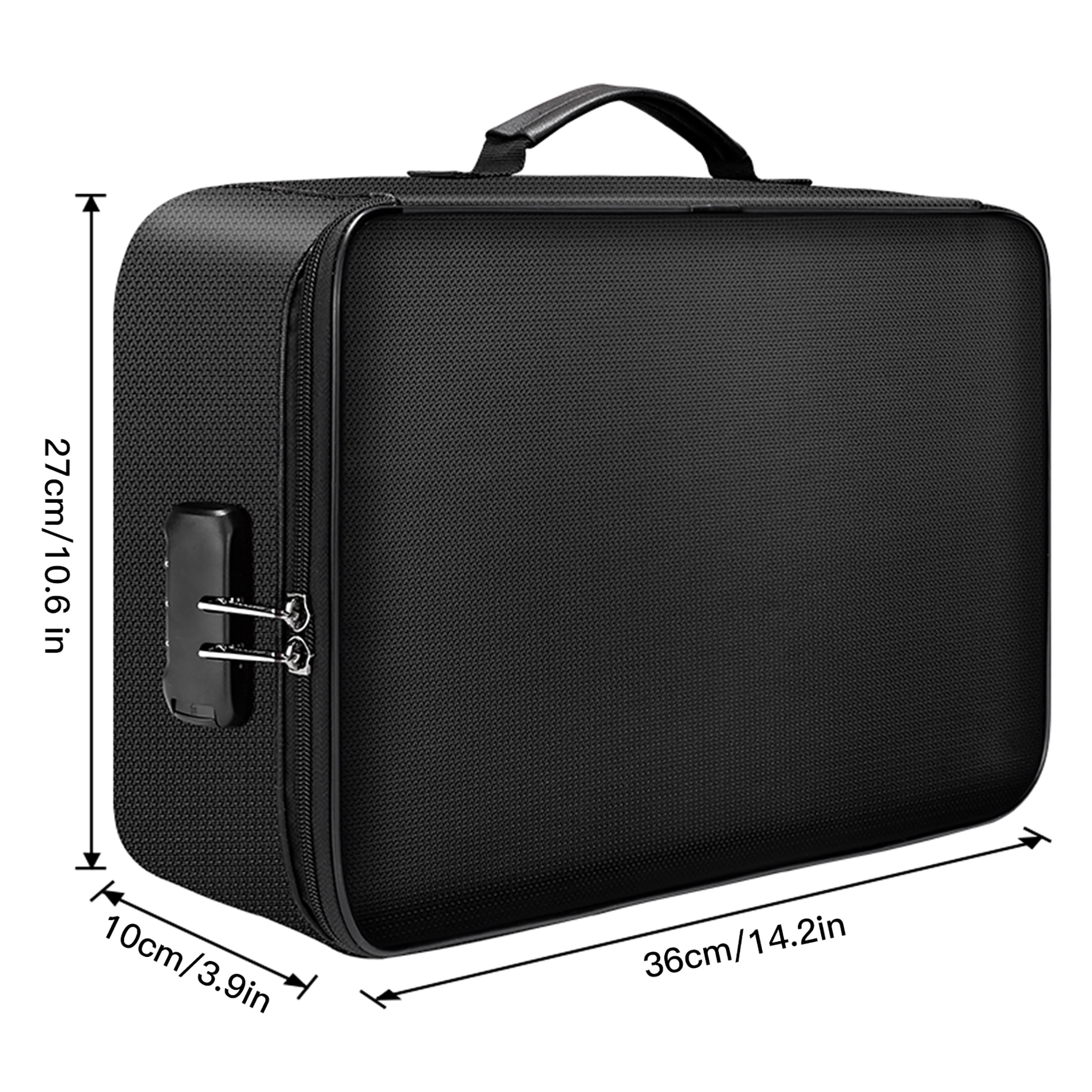 Mixfeer File Organizer Bag with Lock, Fireproof Document Organizer Case with Water-Resistant Zipper,3-Layer Portable Travel Home Storage Safe Bag for Laptop,Files,Certificates,Gifts for Him,Black