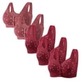 thumbnail image 1 of Latrodar Bras for Women Front Closure Plus Size Bras for Women 5PCS Supportive Bras Wireless Posture Correcting Relaxed Bras with Wide Straps Solid Embroidered Underwear for Ladies Running, 1 of 3