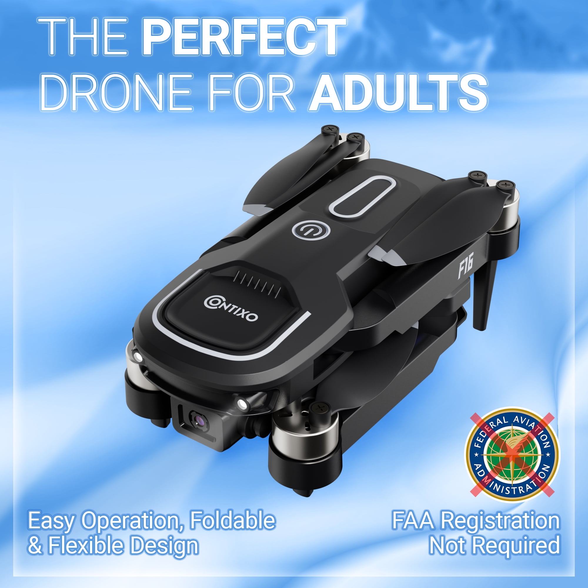 Contixo F16 Stunt Drones for Adults and Kids with 1080P Camera & Brushless Motor, 17-Minute Flight Time, Graphite