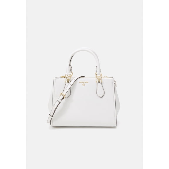 Michael Kors Marilyn Saffiano Leather Medium Satchel Crossbody Bag,Optic White