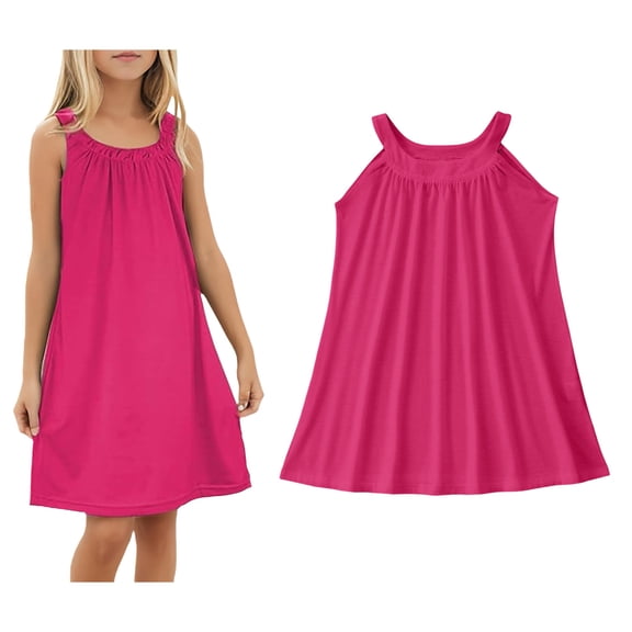 Girl Swim Cover Up Sleeveless Tank Halter Dresses Quick Dry Swim Dress Girl Beach Cover Up 9-10 Years