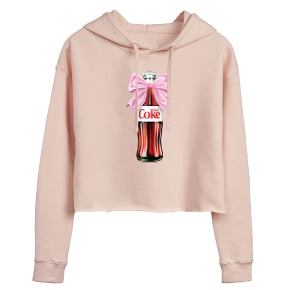 Diet Coke - Bottle Bow - Juniors Cropped Fleece Hoodie Sweatshirt