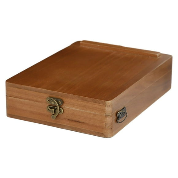 BUYISI Retro Nostalgic Writer Wooden Box Outdoor Sketching Wooden Box Tool Storage Box Brown