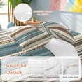 thumbnail image 4 of Stripes Texture Twin Size Comforter Set, Modern Art Blue Brown Line Bedding for All Seasons, 4 Pcs Bed Set, 1 Quiltcover (68"x86") ,1Sheet(67"x116"), 2Pillowcases (30"x20"), 4 of 9