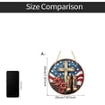 thumbnail image 3 of Home Sign Wall Decor, Americana Home Decor, Patriotic Decorations, Wooden Wall Decor, 8 Inch Diameter 2D Independence Day Round Wooden Hanging Plaque with Classic Flag Art for, 3 of 4