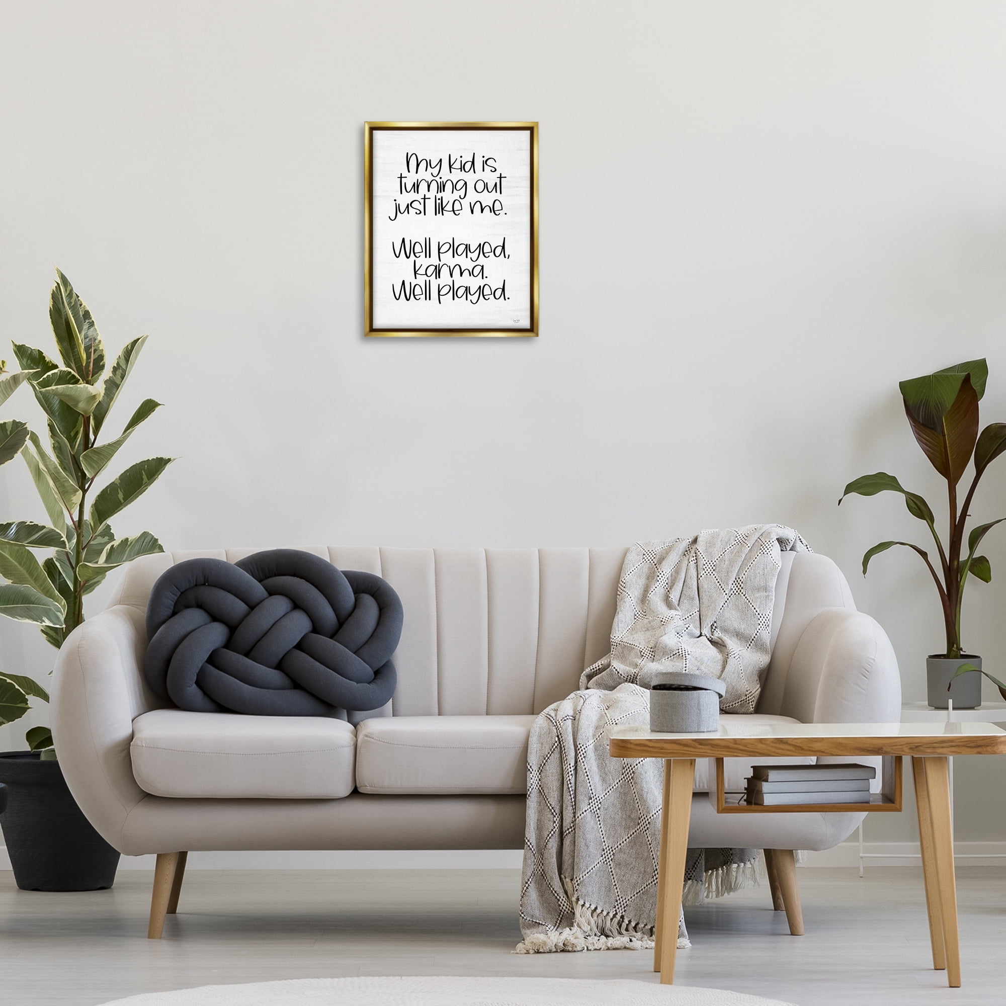Stupell Industries Kid Karma Phrase Typography Painting Gold Floater Framed Art Print Wall Art, 17 x 21