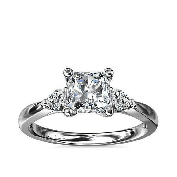0.70 Carat Princess Cut Real Diamond Unique Three Stone Designer Engagement Ring for Ladies Solid 950 Platinum Size 7
