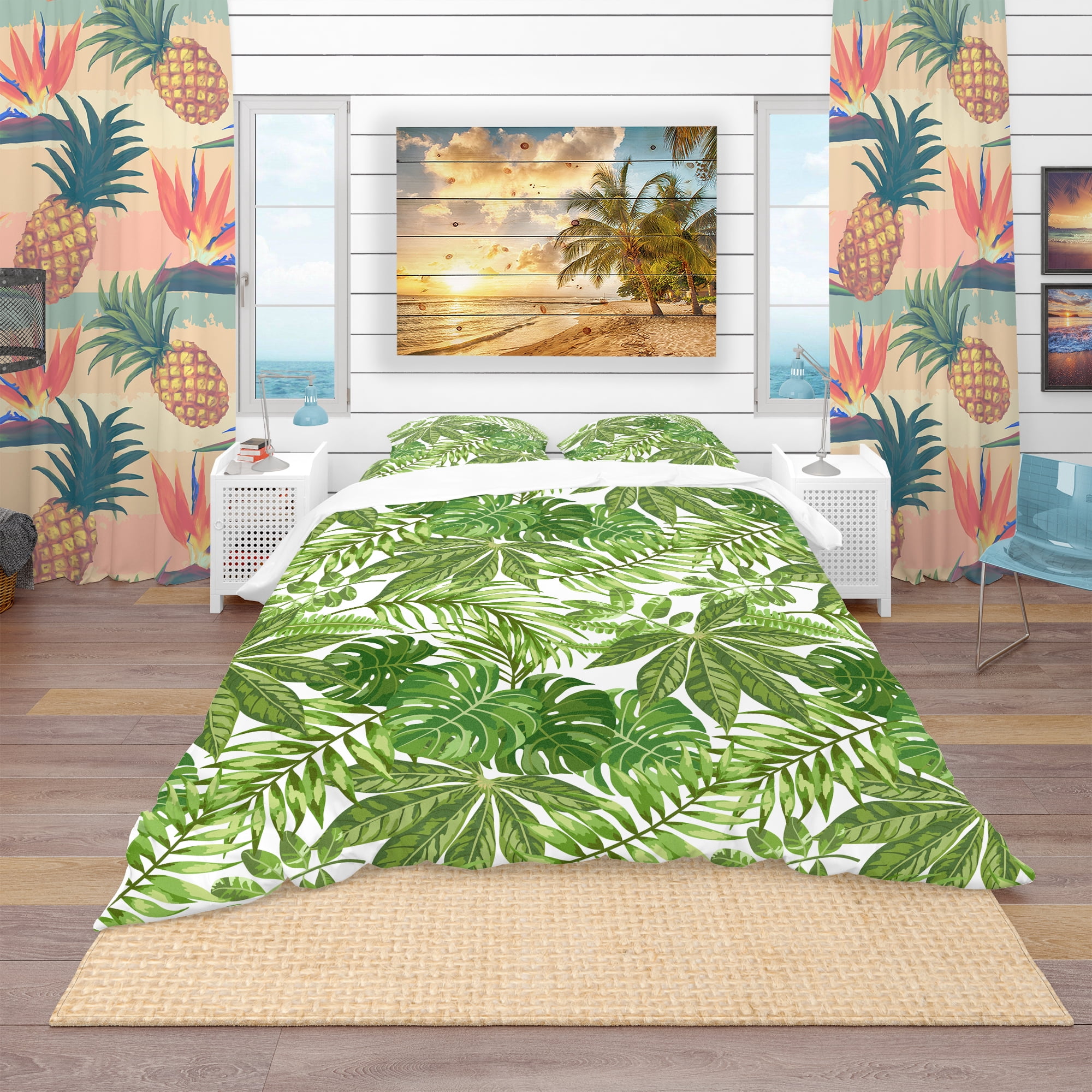 Designart 'Exotic Pattern with Tropical Leaves' Tropical Duvet Cover Set