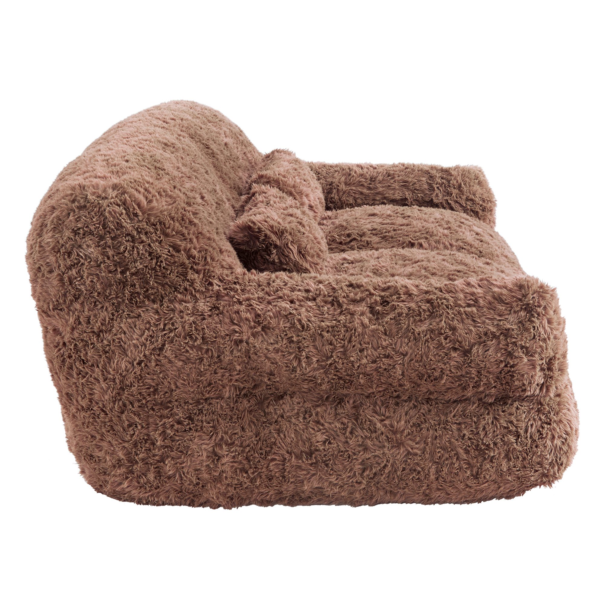 Spruce & Spring Ultra-Plush Fleece Lazy Sofa with Pillow & Blanket, Cozy Bean Bag Loveseat for Living Room & Bedroom, Rust