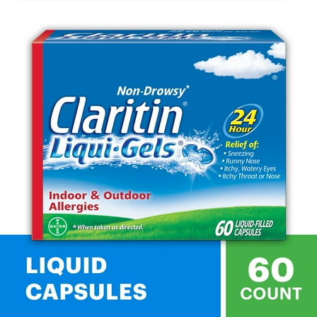Claritin 24 Hour Non-Drowsy Allergy Relief Liqui-Gels, 10 mg, 60 Ct