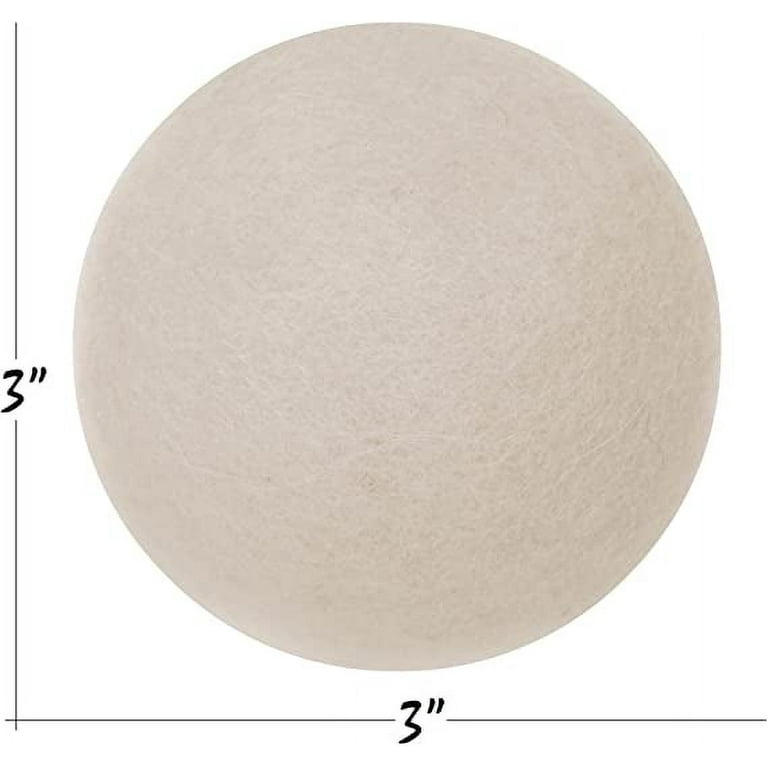 Woolino Wool Dryer Balls, Reusable Laundry Balls, Natural 100% Organic Fabric Softener, Chemical-Free, Baby Safe, 6 Pack XL, White