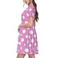 thumbnail image 2 of Fotbe Purple And White Polka Dot Vestido Largo de Moda para Mujer, Vestido Tipo Camiseta con Manga Corta y Estilo Casual a Rayas y Bloques de Color, 2 of 6