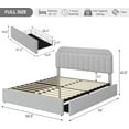 thumbnail image 3 of Huisuilinss Twin Size Bed Frame,Full Bed Frame With 2 Drawers,Storage Headboard,Boucle Upholstered Platform Bed Queen With Bookcase,Easy Assembly,No Box Spring Needed, 3 of 7