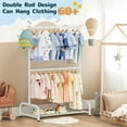 thumbnail image 2 of Double Rod Kids Clothing Rack with Bottom Shelf, Metal Garment Organizer for Shirts, Dance Costumes, and Baby Clothes (White), 2 of 7