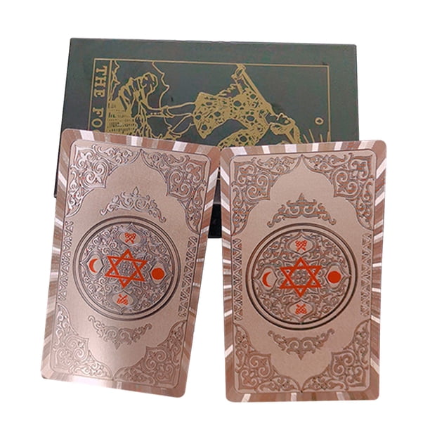 Baraja de cartas de Tarot de PVC resistente al desgaste a prueba de agua para amigo aficionado (oro rosa)