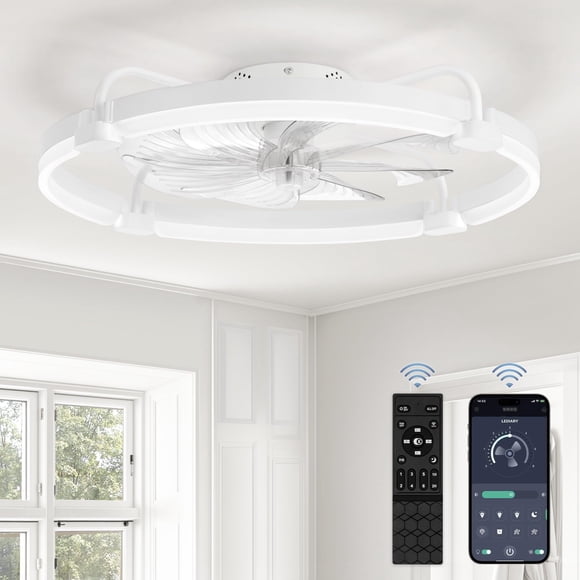 Ventilador de Techo LEDIARY 24" Regulable con Control Remoto y App Blanco