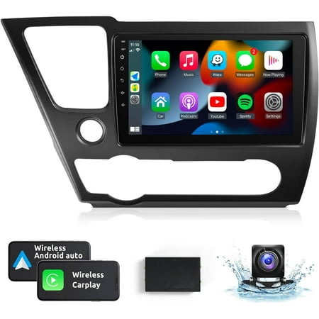 For Honda Civic 2013-2017 Car Radio 9inch IPS Android Auto CarPlay BT GPS Navigation WiFi SWC Rear Cam