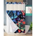 thumbnail image 2 of No Hook Shower Curtains with Snap in Liner, Blue Red Succulent Waterproof Fabric Shower Curtain, Abstract Retro Botanical Double Layers & See-Through Top Window Bathroom Curtains 36''x72'', 2 of 6