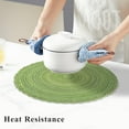 thumbnail image 2 of MeyJey 15" Braid Round Placemat Set of 6, Large Cotton Woven Non-Slip Placemat Set of 6 Heat Resistant Placemat 6 Piece, Green, 2 of 11