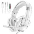 thumbnail image 1 of UHM Audífonos para Juegos con Cable para PS5 PS4 PC Control Xbox One, Audífonos Supraaurales con Cancelación de Ruido con Micrófono, Luz LED, Sonido Envolvente de Graves, Audífonos con Memoria Suave para Laptop Mac, Blanco, 1 of 8