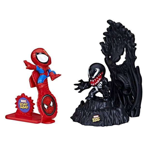 Set de juego Marvel Stunt Squad Spider-Man contra Venom con figuras