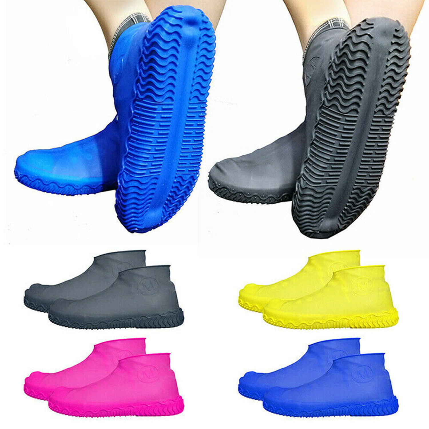 Reusable Latex Waterproof Shoes Covers Slip-resistant Solid Rubber Rain Boots 