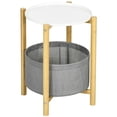 thumbnail image 1 of HOMCOM Table d'Appoint avec Plateau Amovible Panier en Tissu Table de Bout Bambou, 1 of 10