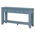 thumbnail image 4 of 55.4" Narrow Console Table with 3 Drawers & Open Shelf, Solid Poplar Entryway Storage for Living Room & Hallway with Robotic Vacuum Access (Blue), 4 of 9