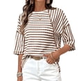 thumbnail image 2 of Hilenly Oversized Tshirts for Women Short Sleeve Striped Tee Shirt Casual Crewneck Summer Tops, 2 of 8