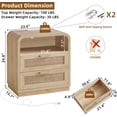 thumbnail image 2 of LEYAOYAO Rattan Nightstand with Charging Station Set of 2, Modern End Table with 2 Drawers and Shelf for Bedroom/Living Room, Natural Oak, 2 of 10