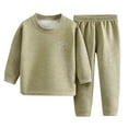 thumbnail image 1 of Girls Thermal Underwear Set Long Sleeve Crew Neck Trousers Soft Comfortable Winter Outfit For Kids, 1 of 8