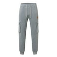 thumbnail image 4 of Baggy Cargo Sweatpants for Men Drawstring Waist Joggers with Pockets Soft Athletic Workout Track Pants Light Gray S, 4 of 4