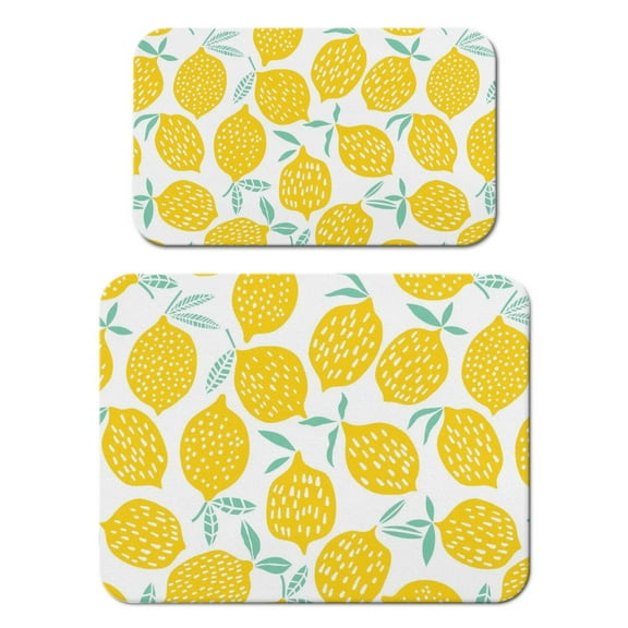 I Love Lemons Dish Drying Mat, Cute Yellow Fruit Print Absorbent Kitchen Mat