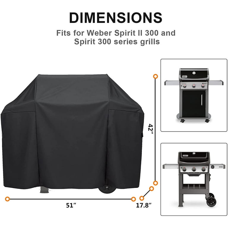 hver kat ujævnheder Grisun Grill Cover 51 inch 7139 Gas Grill Cover for Weber Spirit II  300&Spirit 300 Series Grills, Waterproof and UV-Resistant BBQ Cover for  Spirit I&II 310, E310, 310, E330 and E315 Grill - Walmart.com