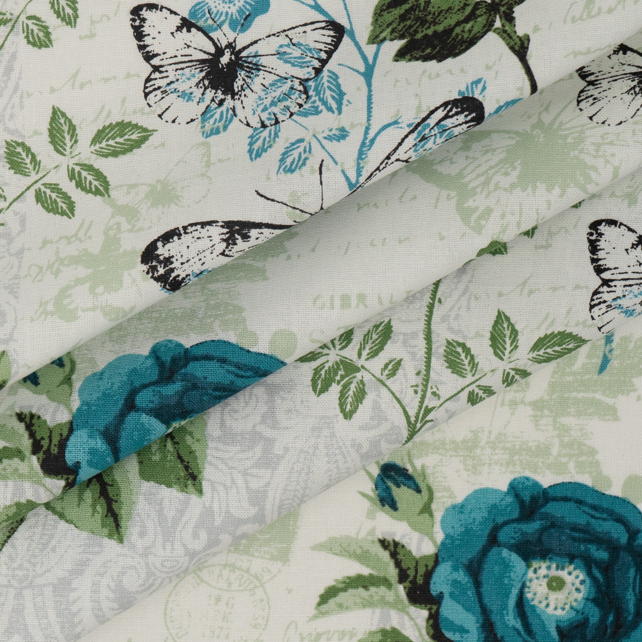 Waverly Inspirations, 100% Cotton, Sewing & Crafting, Rose Teal, Fat Quarter, Prints, 21 x 18