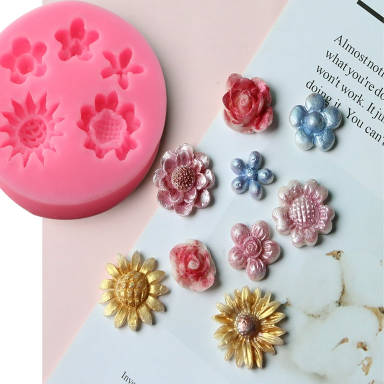 3D Mini Rose Candle Mold Silicone Flower Resin Silicone Molds Small Rose  Flower Chocolate Candy Fondant Mold for Cake Decoration