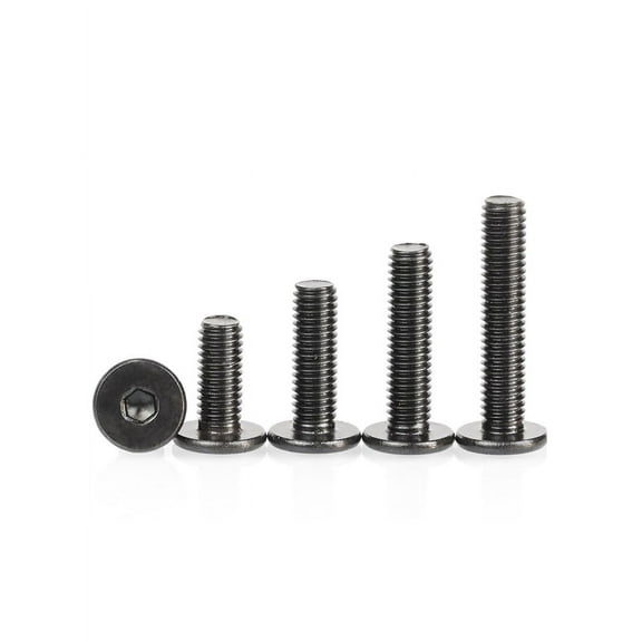 (10 pcs) 304 Black Stainless Steel Flat Head Inside Hex Screws M5x20mm.