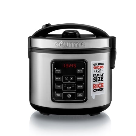 Gourmia 5 Qt Rice Cooker & Steamer, 20 Cup Cooked (10 Cup Uncooked) Stainless Steel