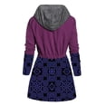 thumbnail image 5 of IROINNID Women's Hooded Parka Coat Print Long Sleeve Warm Autumn And Winter Splicing Drawstring Suit Cardigan Coat Tops Windbreaker, Purple, 5 of 6