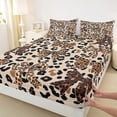 thumbnail image 3 of jejeloiu Leopard Print Bowknot Twin Sheet Sets,Girls Brown Bow Bedding For Girl Kids 3 Pieces, 3 of 7