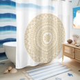 thumbnail image 5 of No Hook Shower Curtain, Beige Boho Shower Curtains for Bathroom with See Through Top Window, Retro Farmhouse Ethnic Abstract Geometric Art Waterproof & Washable Bath Curtain 66"x72", 5 of 9