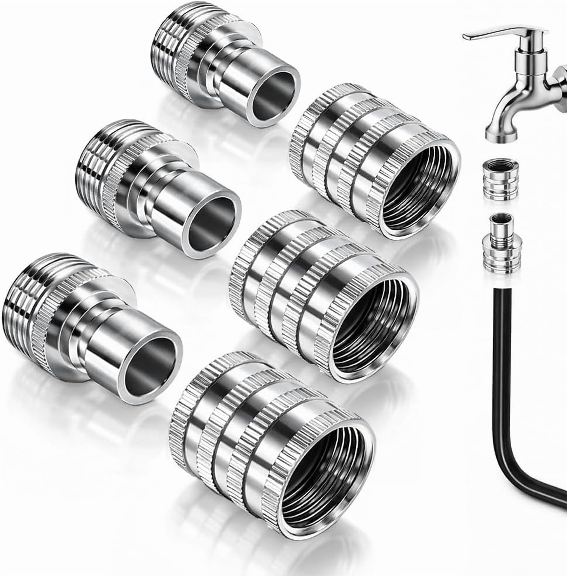 Stainless Steel Garden Hose Quick Connect Fittings Set, 2026 New 3/4 Inch GHT Water Hose Fittings, Pressure Washer Adapter Set, Heavy Duty Quick Release Connector for Hoses and Sprayers (1 Set)