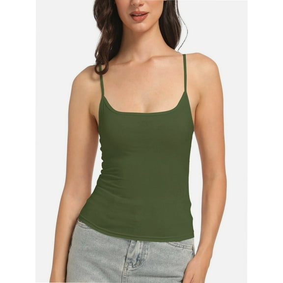 Women's Scoop Neck Cami Crop Tops Strap Camisole Tank Shirt Cami Cropped Tops
