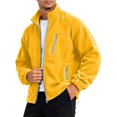 thumbnail image 3 of Men's Full Zip Fleece Jacket Lightweight Warm Soft Polar Jackets Long Sleeve Stand Collar Outdoor Hiking Casual Coat, 3 of 5