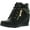 Black, variant on Lucky Top Girls Peter-30K Kids Fashion Leatherette Lace-up High Top Wedge Sneaker Bootie