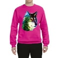 thumbnail image 2 of Earth Wolf Trees Mountains Nature Animal Lover Unisex Crewneck Graphic Sweatshirt, Fuschia, Large, 2 of 3