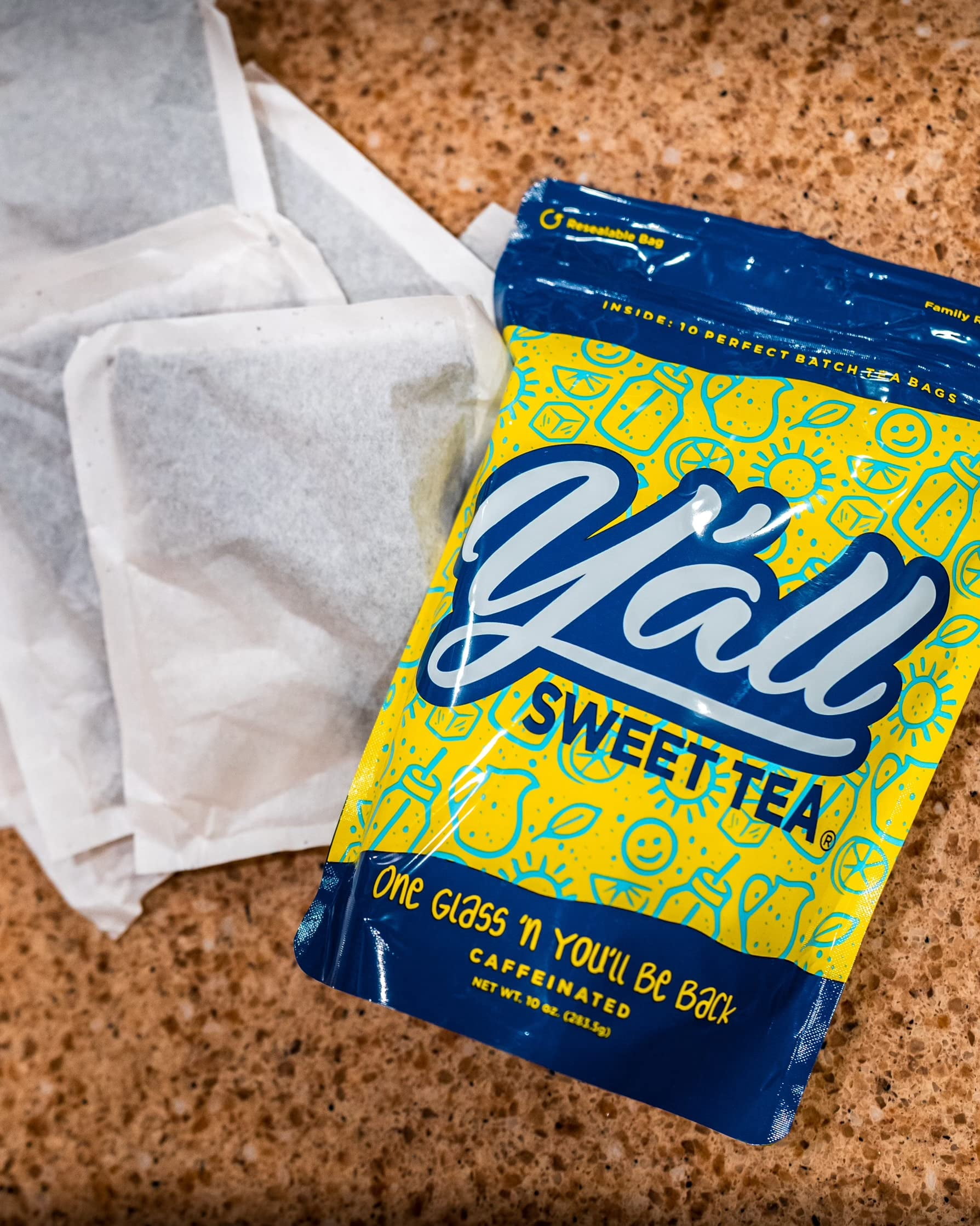 Y'all Sweet Tea - Iced Tea Bags One Gallon Size in 10 Gallons per pack Quick Brew Authentic Southern Ice Tea | As Seen on Shark Tank (Caffeinated)