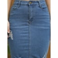 thumbnail image 6 of Unique Bargains Women's Denim High Waisted Above the Knee Pencil Skirt S Blue, 6 of 7